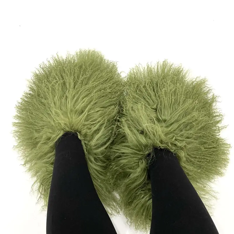 

Factory Price New Designer Real Tan Sheep Fur Women Slides Slippers For Season With Customized Color