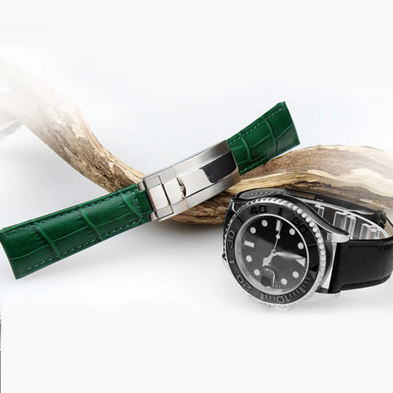 Watch Band For Rolex SUBMARINER Yacht-Master DAYTONA GMT Crocodile Grain Leather Men Strap Watch Accessories Watch Bracelet Belt