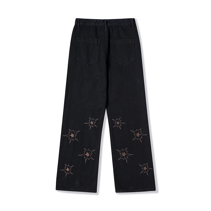 Брюки мужские и женские рваные джинсовые повседневные Прямые брюки оверсайз с