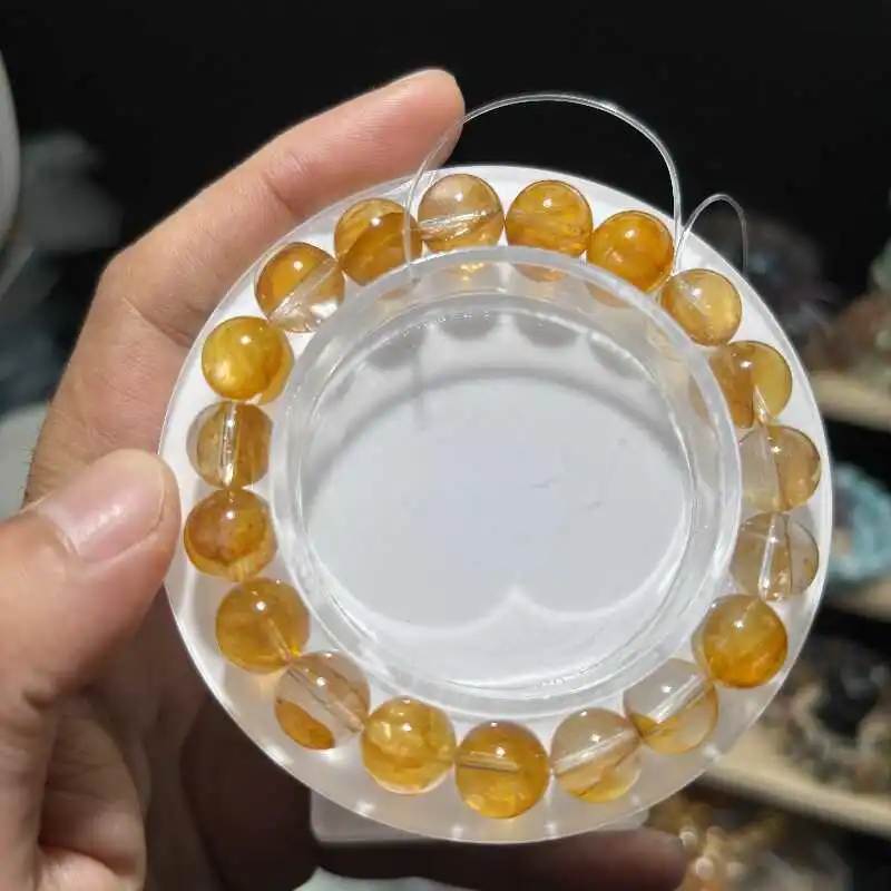 Натуральный желтый пластиковый цветочный орнамент прозрачный нежный браслет