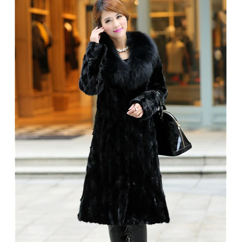 2023 New Winter Luxury New Imitation Mink Fur Coat Women Fox Fur Long Parka Plus Size Loose Thicken Warm Fake Fur Jacket Female
