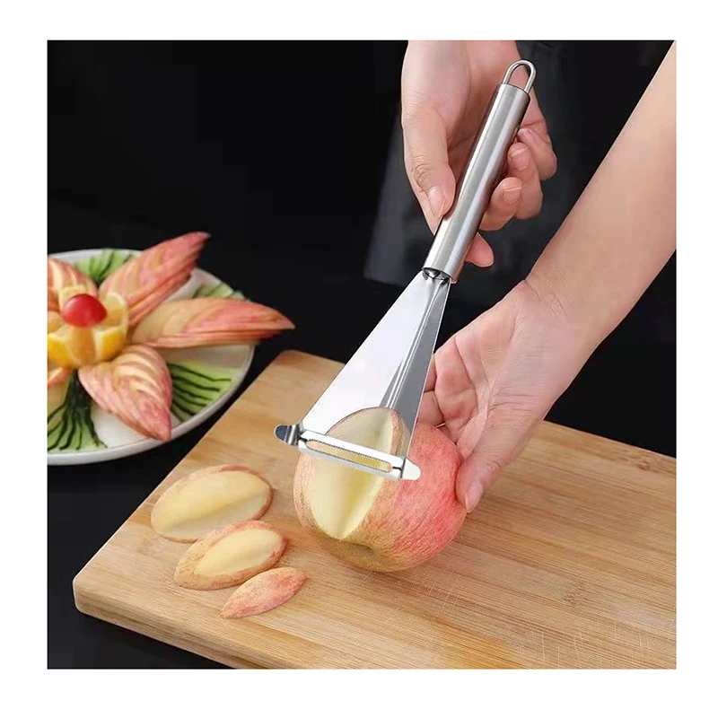 

2 In 1 Kitchen Household Apple Peeling Mould Restaurant Fancy Swing Plate Vegetable and Fruit Divider Carving Knife Kitchen Tool