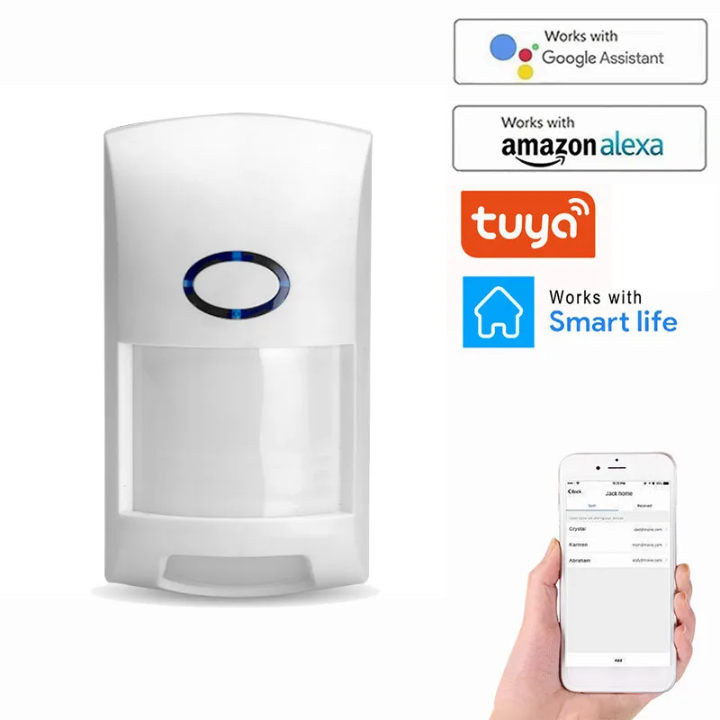 

Tuya Smart WiFi Infrared Detectors Motion Sensor Alarm Compatible With Tuya APP Smart Life APP Real-time Control 110 Degree