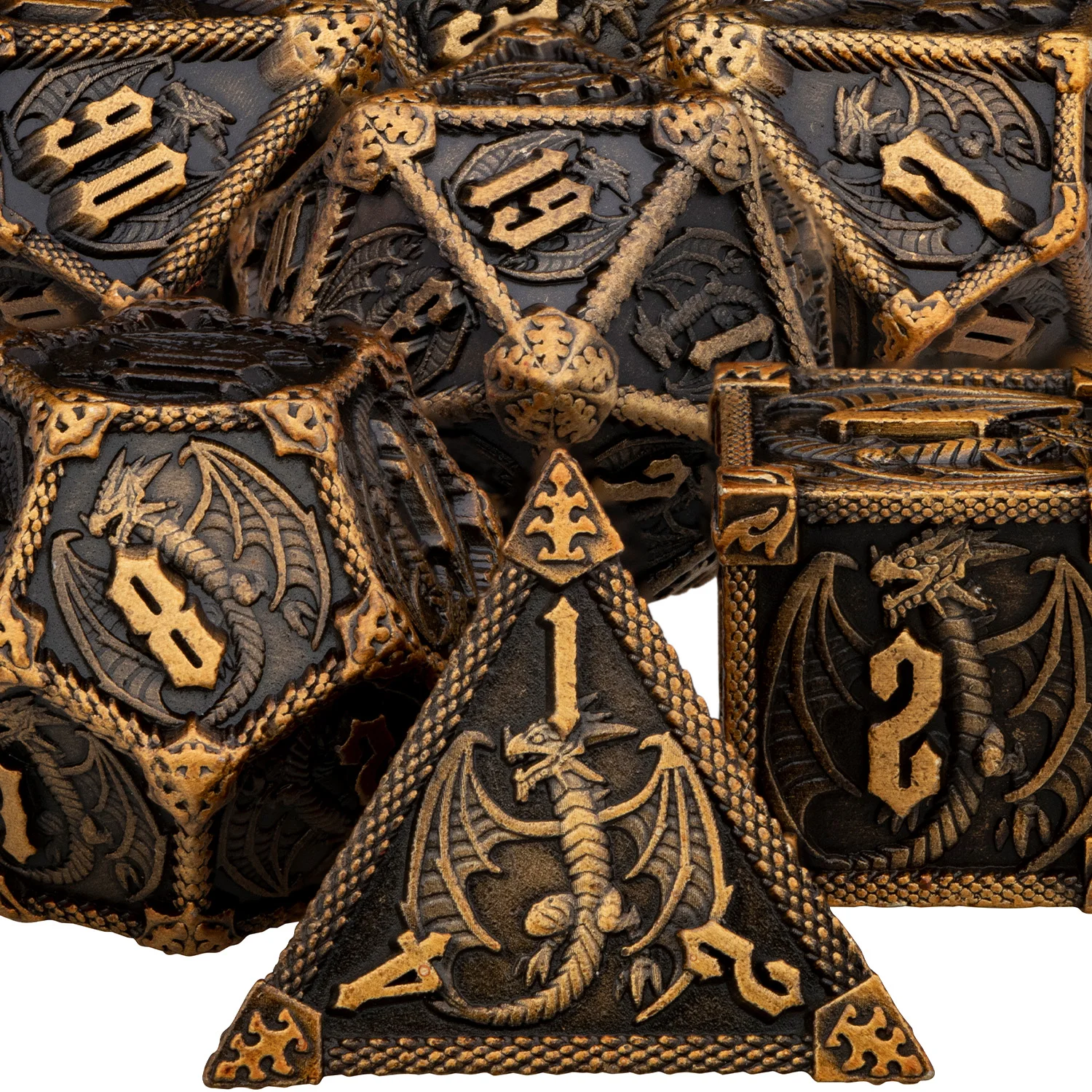 Древнее золото DND Металлические многогранные кости дракона для Dungeon and Dragon MTG Pathfinder RPG Настольная игра D&D Ролевая игра Dice