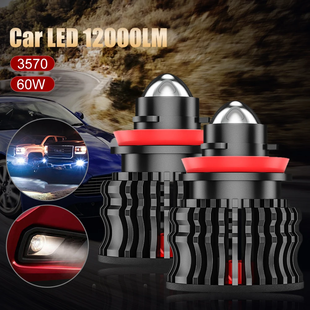 

H8 H9 H11 LED Fog Light 9005 9006 H10 CSP 3570 Light Bulb 12000LM 60W Canbus No Error Laser Projector Light with Lens Headlight