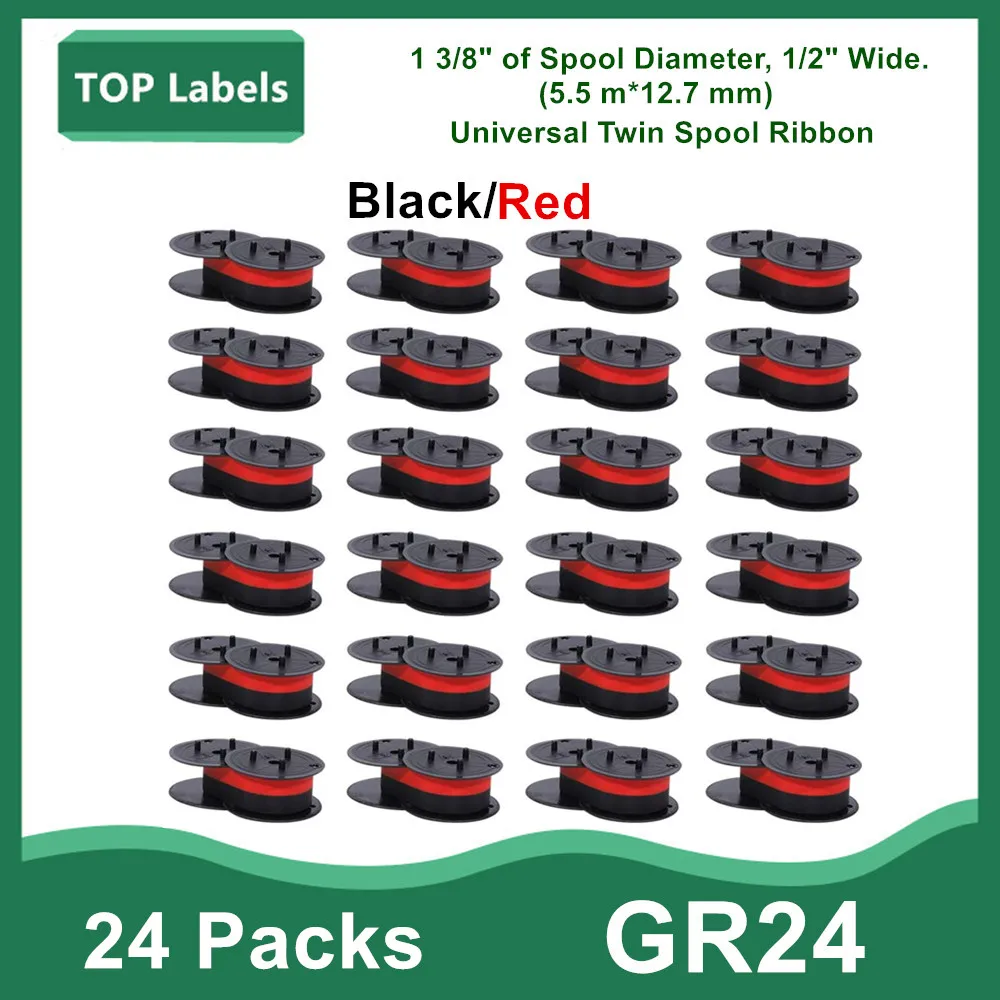 GR24 Universal Twin Spool Calculator Ribbon for NuKote BR80c Dataproducts R3027 Porelon 11216 Sharp El 1197 P III(Black/Red)
