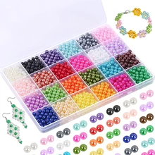 1200pcs Pearl Beads for Jewelry Making Kit 6mm Round Colorful Loose Beads for Jewelry Making diy Bracelet Necklace Earrings