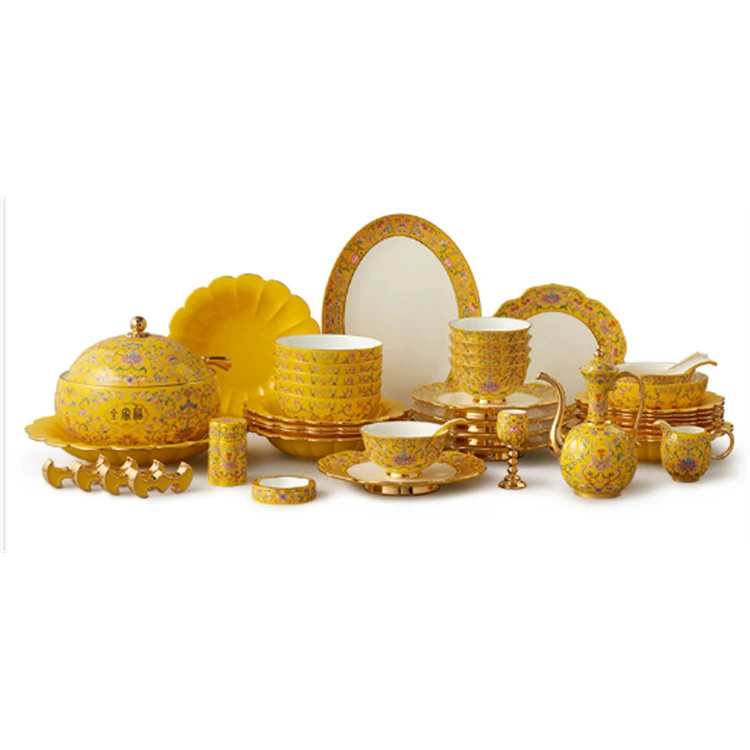 

Auratic National Porcelain Mr. Yongfengyuan Porcelain New Palace Porcelain 69 Head Medium Tableware Set 6-person Ceramic Family