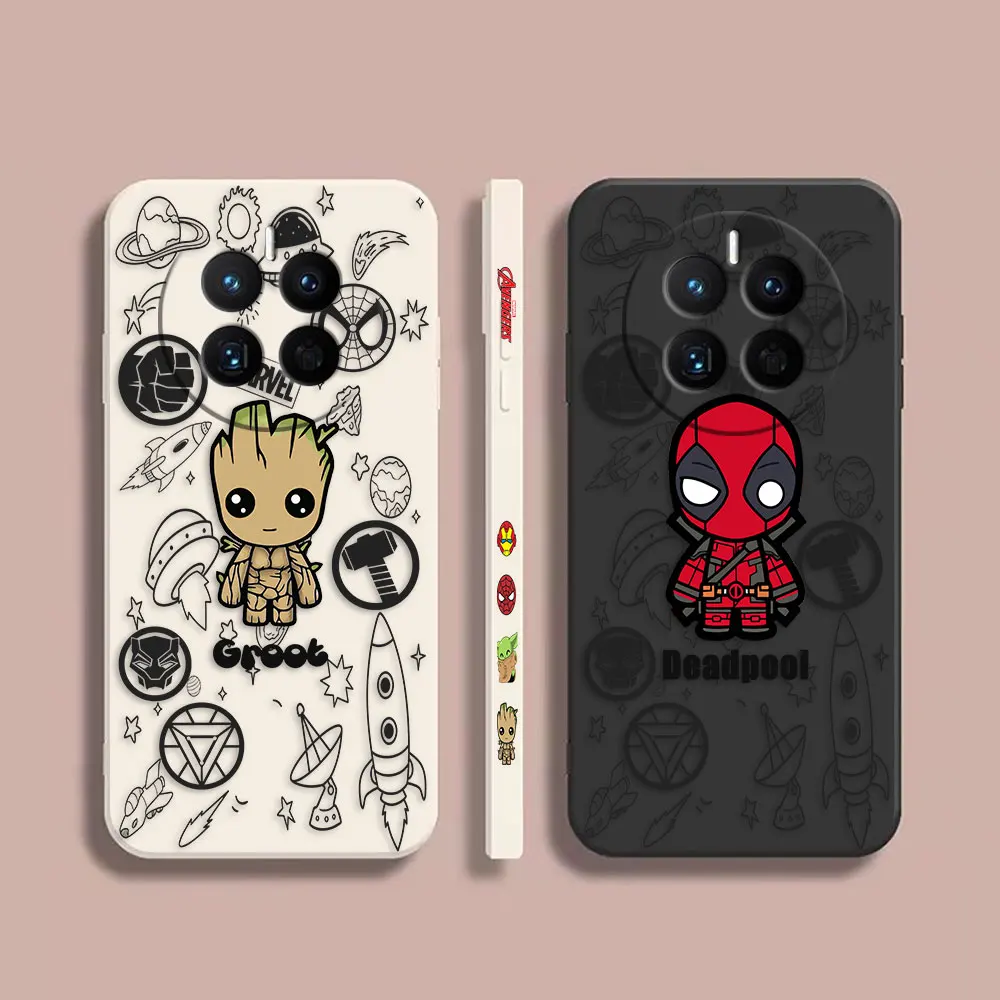 

Case For Huawei MATE 10 20 20X 30 40 50 P40 P50 P60 PRO PLUS Colour Simple Liquid Silicone Case Cartoon Groot Deadpool
