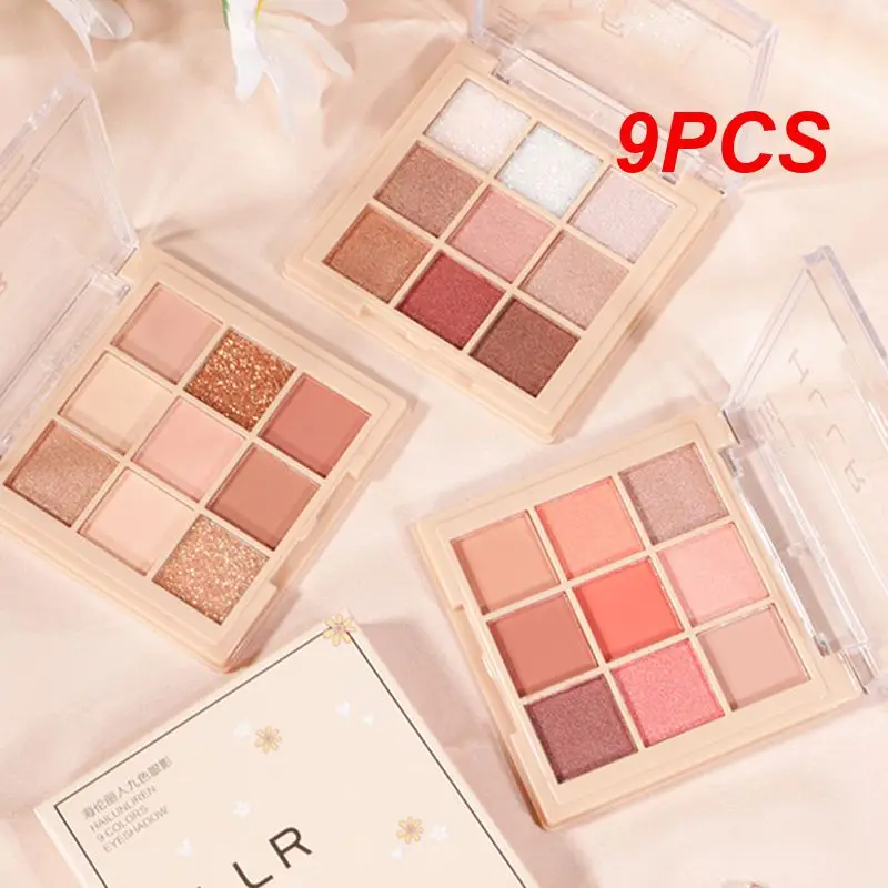 

9PCS New Nine-color Eyeshadow Palette Net Red Live Earth Color Pearly Matte Makeup Sets Maquillage Beauty & Health