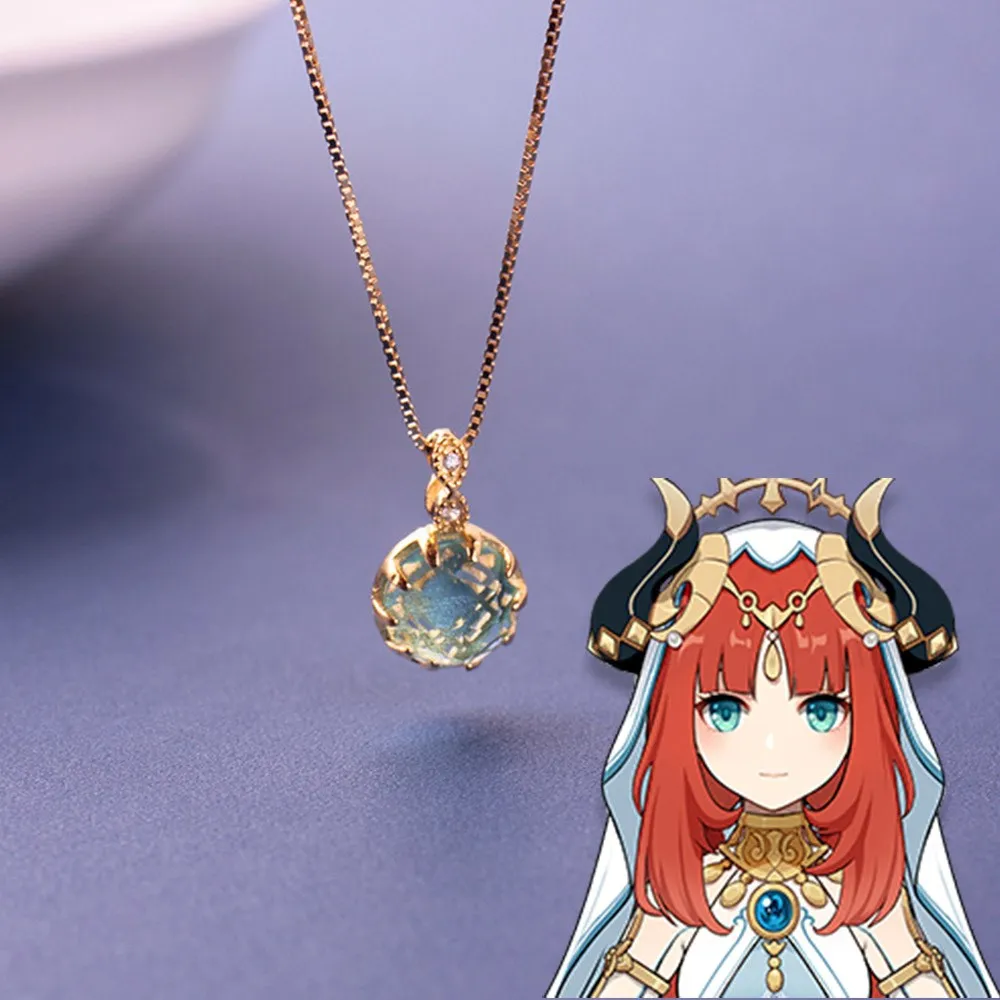 

Nilou Inspired Necklace Cosplay Water Drop Blue Ocean Hydro Element Genshin Impact Sliver Jewelry Girls Party Costume Prop