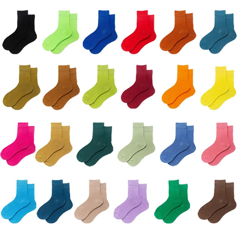 Women's Korean Style Candy Color Mid-tube Retro Harajuku Street Comfortable Skateboard Man Sock Casual Wild Thin Girl Sox