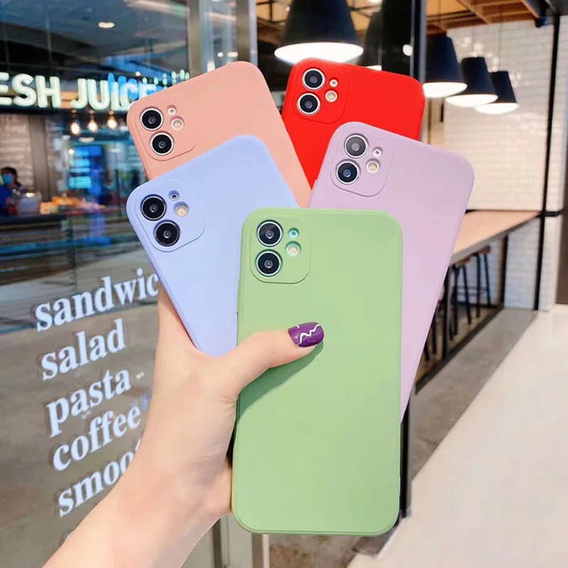 

Luxury Original Square Liquid Silicone Phone Case For iPhone 13Mini 12 11 Pro MAX 7 8 Plus SE2020 Soft Back Cover For XS MAX XR