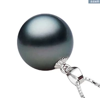 charming 15mm natural south sea tahitian genuine dark black round pearl pendant free shipping for women men jewelry pendant 022