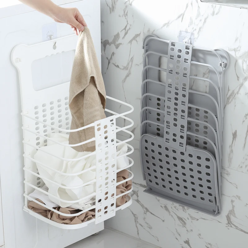 

Laundry Basket Foldable Home Bathroom Storage Basket Wall-Mounted