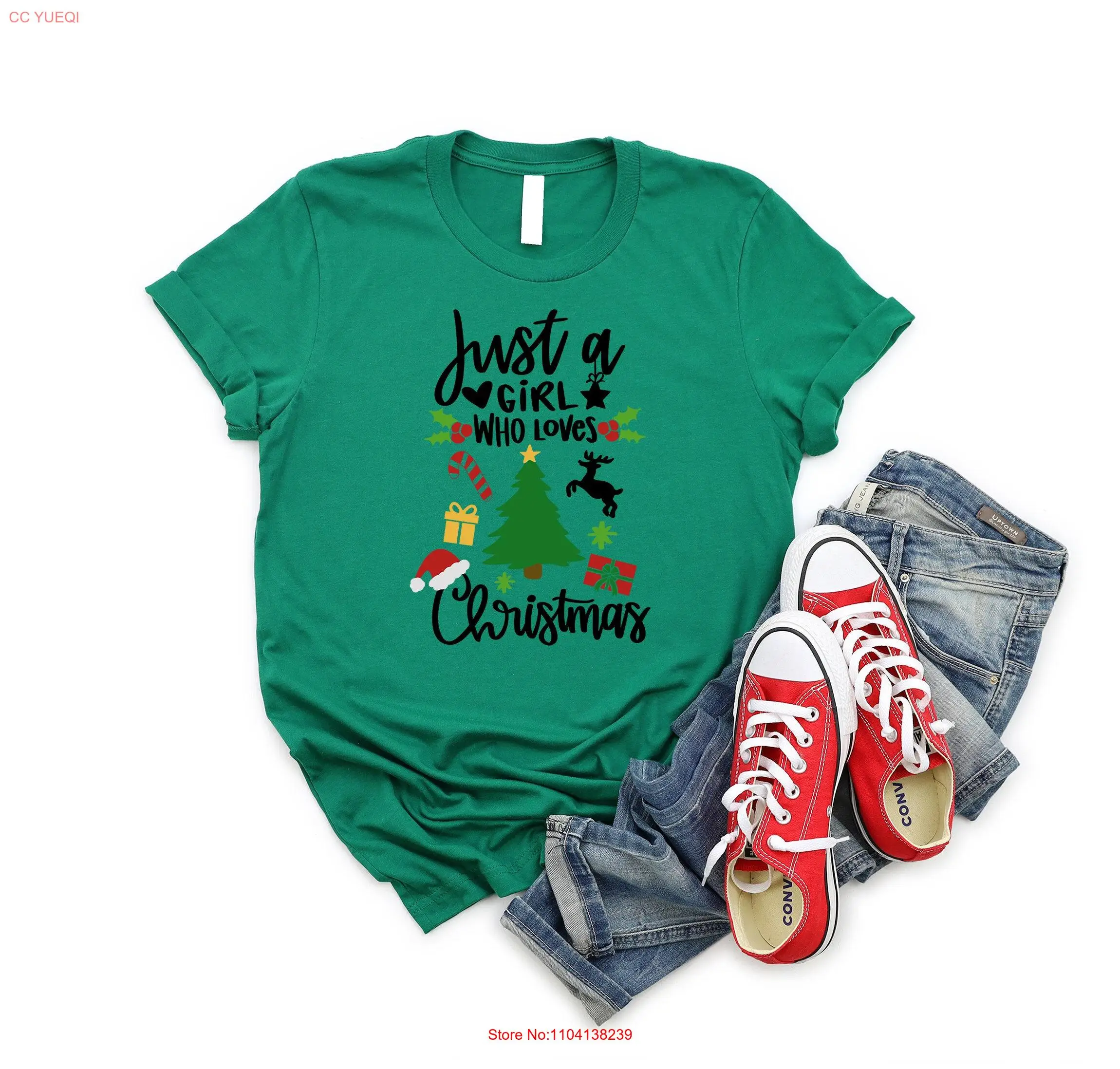 Женская рождественская футболка Just A Girl Who Loves Merry Tree с длинными или короткими