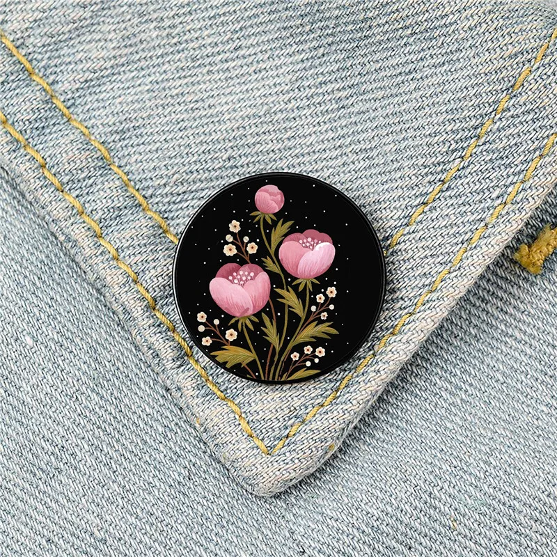 

Blooms in the dark Printed Pin Custom Funny Brooches Shirt Lapel Bag Cute Badge Cartoon enamel pins for Lover Girl Friends