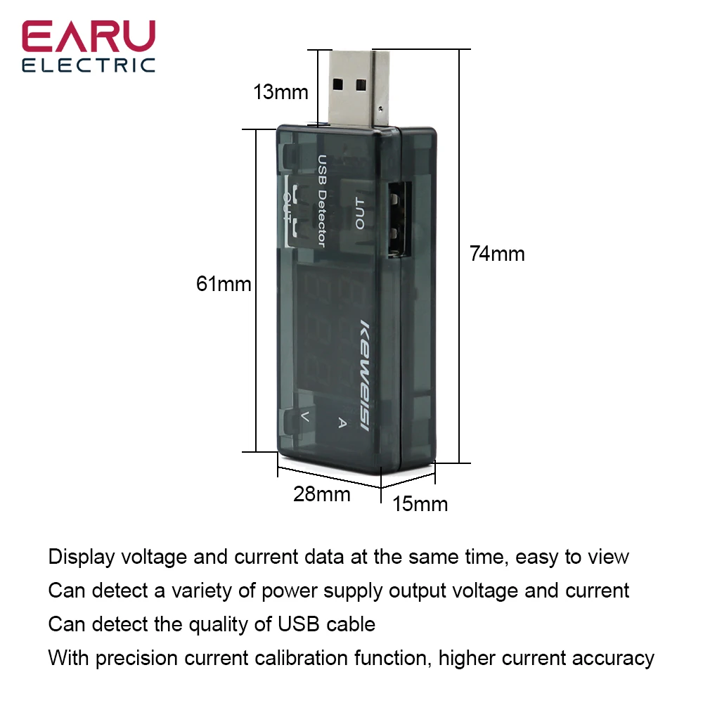 USB-тестер для зарядного устройства измеритель напряжения и тока вольтметр