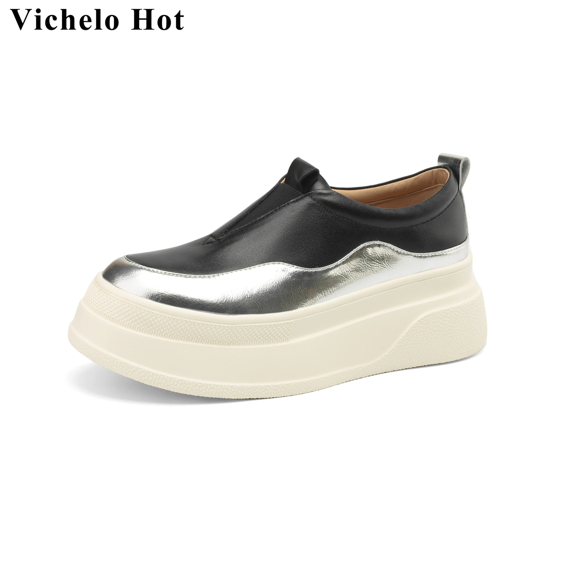 Туфли Lanxuryee женские на толстой подошве Вулканизированная кожа высокий каблук