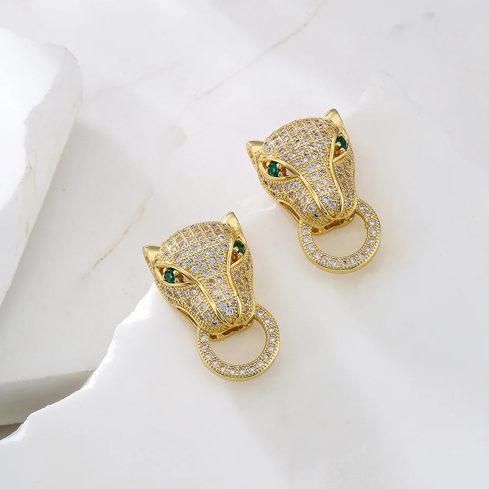 Женские винтажные серьги-гвоздики в форме леопарда из меди