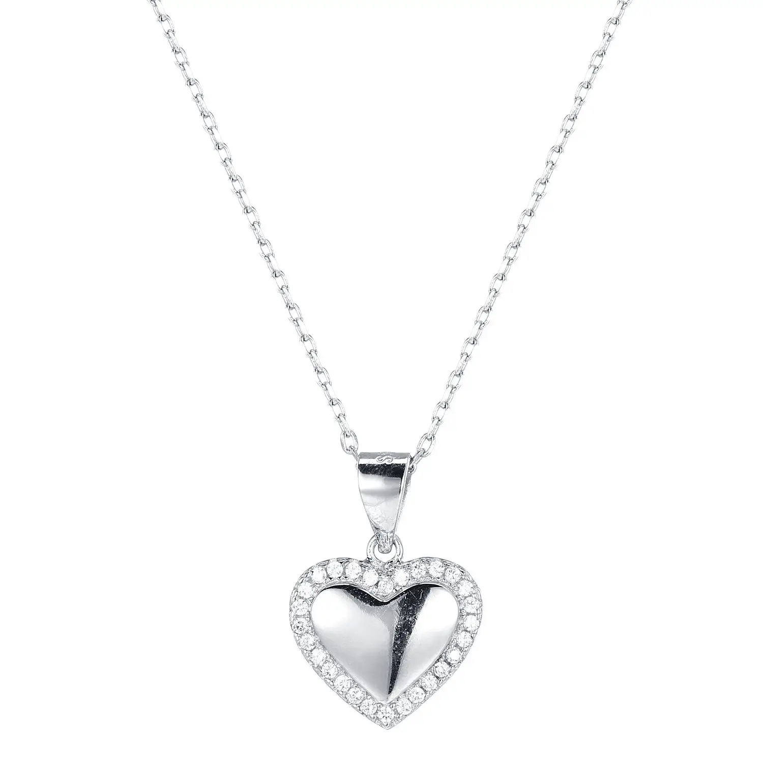 

Korean Style Sterling Silver 925s love diamond pendant LNs simple sweet salt clavicle chain high quality Necklace female