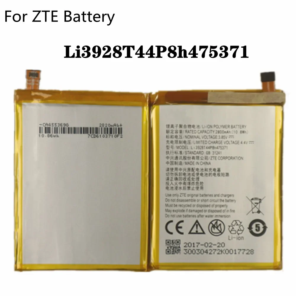 Новый высококачественный аккумулятор 2800 мАч Li3928T44P8h475371 для ZTE Blade A1 V8 Mini V8mini BV0850 V0850 AXON Mini