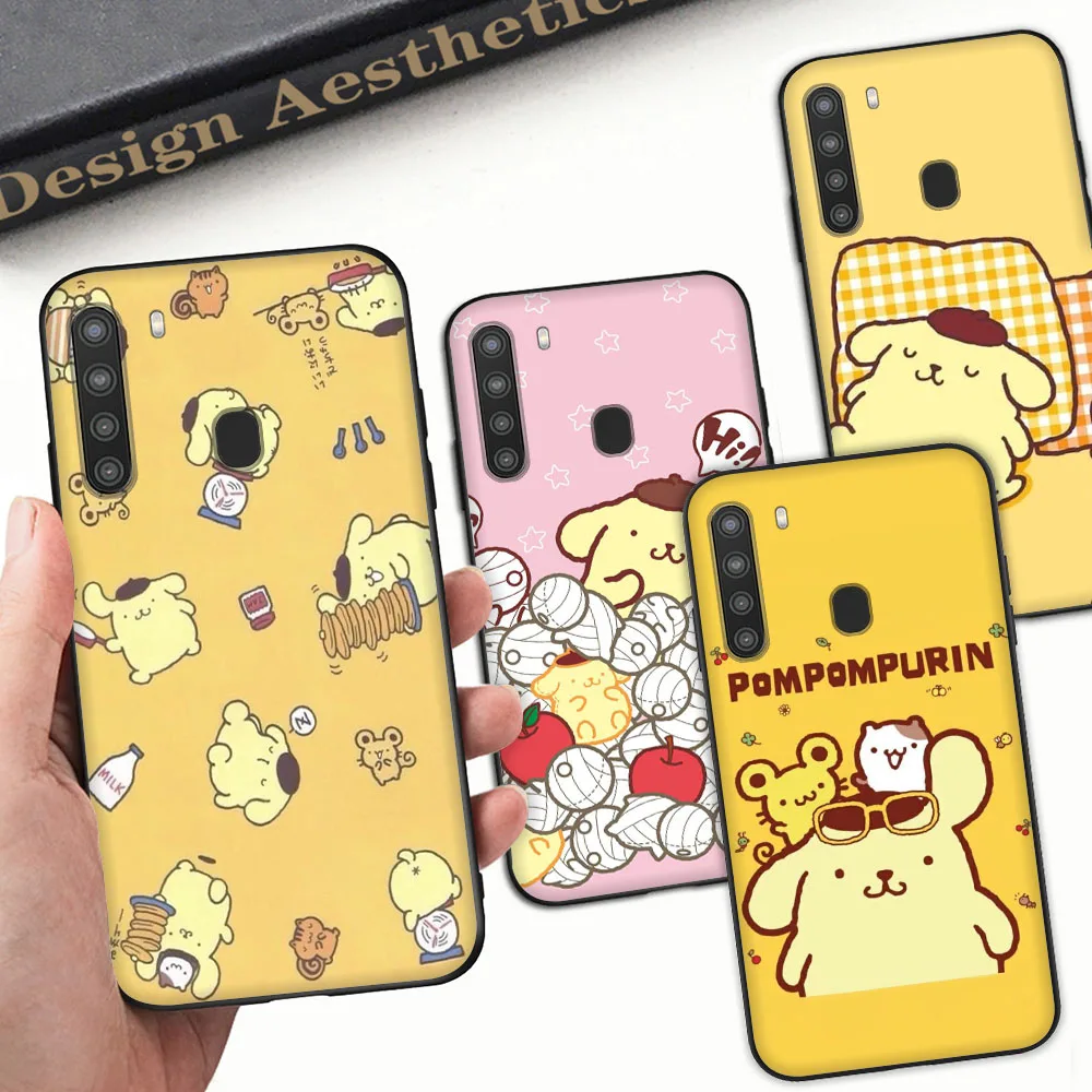 

Black Case for Huawei Mate 20 P20 P30 Lite P40 Honor 9X Pro Protected Cover ETS-39 Pom pom Purin