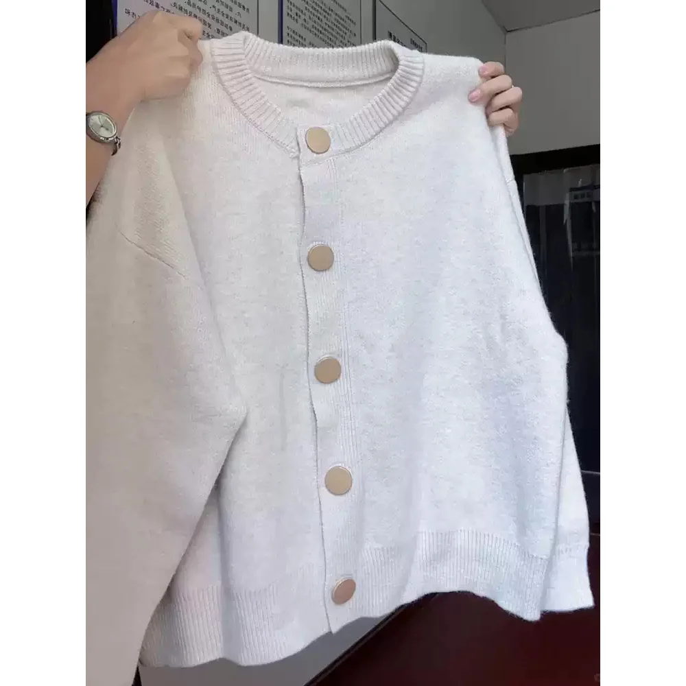 Женские теплые вязаные однотонные однобортные Свободные свитера с длинным