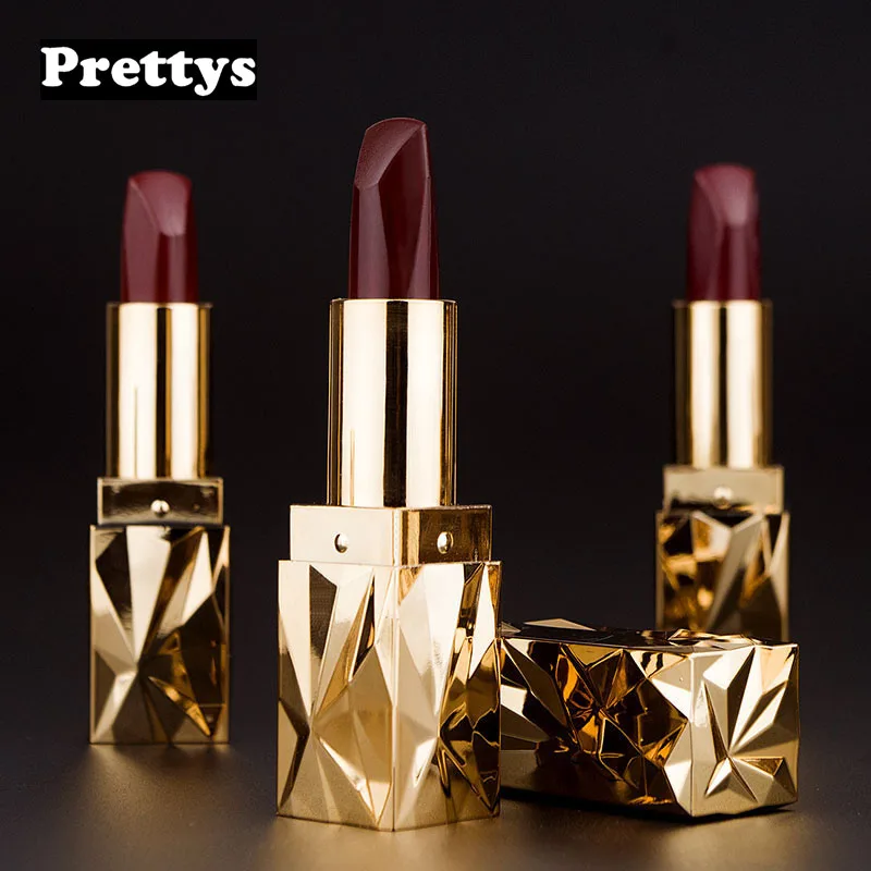 

7 Gold Tube Black Not Easy To Dip Cup Three Sides Color Changing Matte Korean Lipstick Makeup Maquillaje Maquillajes Para Mujer