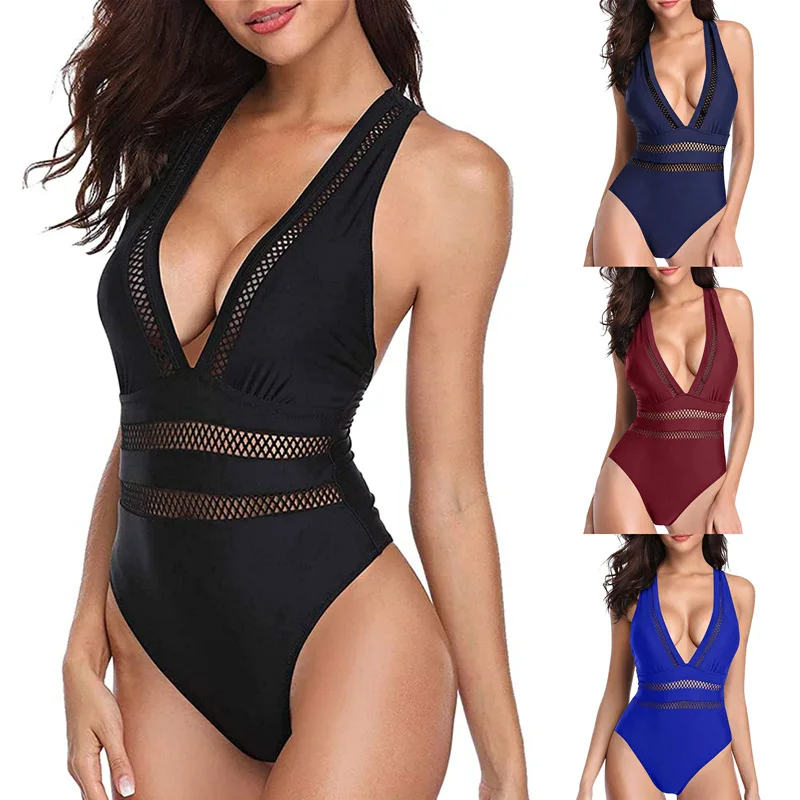 2023 New Arrival Women Swimsuit Women Conjoined Solid Color Waist Cover Belly Women Sexy Bikini Swimsuit