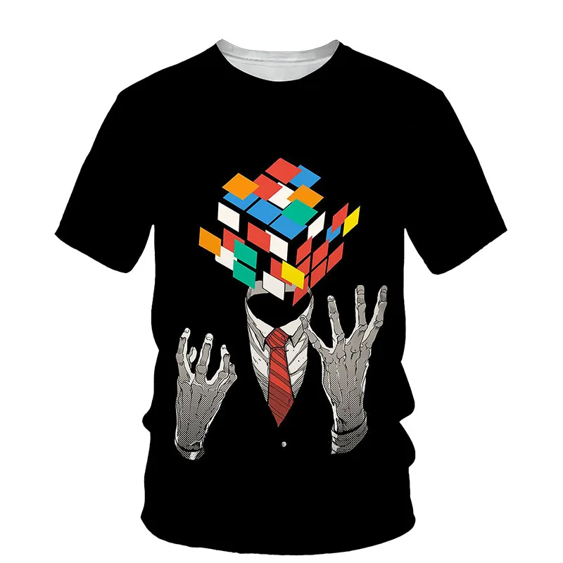 

Rubik Cube 3D Printed Men's T-shirts Summer O Neck Short Sleeve Tops Fashion Style Male Clothes Loose Casual T-shirt