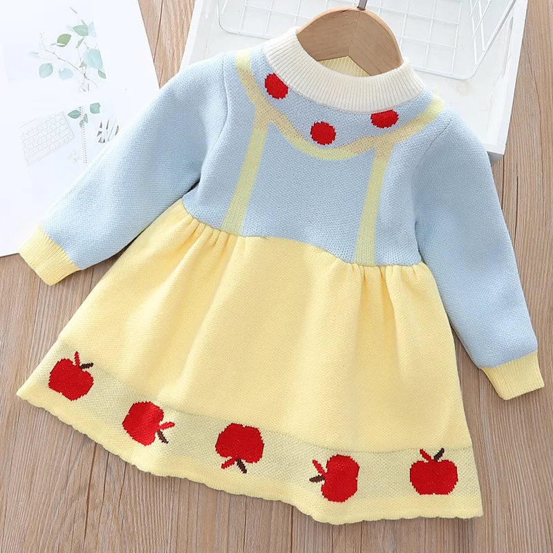 

Girls Toddler Sweater Winter Kids Cute Long-sleeved Korean Style Princess Dress Spring Autumn Girl Plus Velvet Flower Sweater