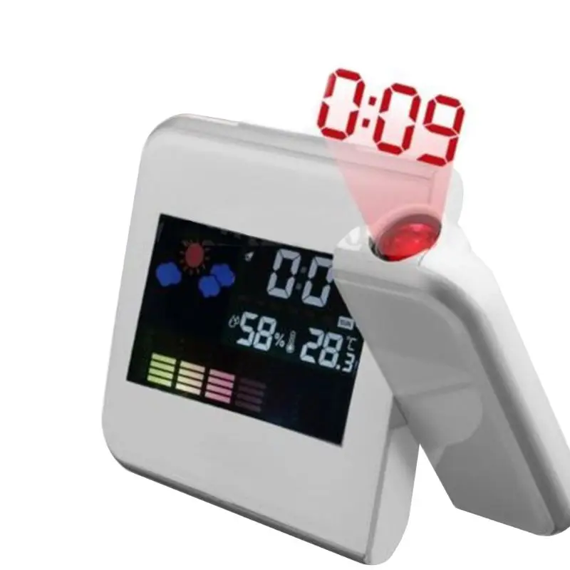 

LED Digital Projection Alarm Clock Temperature Thermometer Desk Time Date Display Projector Calendar Table Led Clock