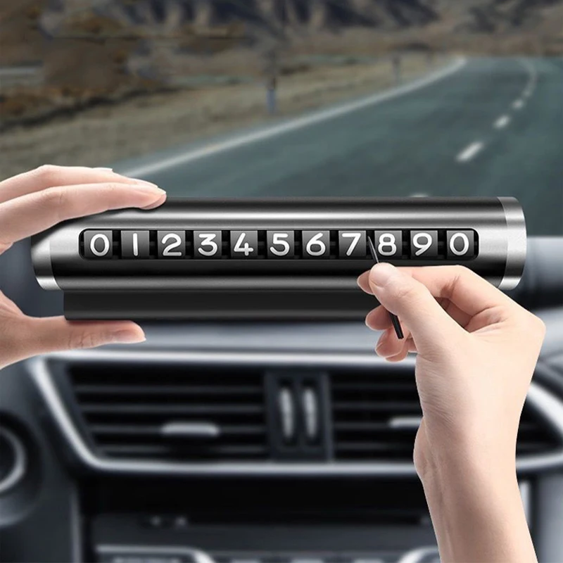 

Metal Universal Car Temporary Parking Card Parking Stop Rotate Roller Phone Number Plate Stickers Car Styling Auto Accessories