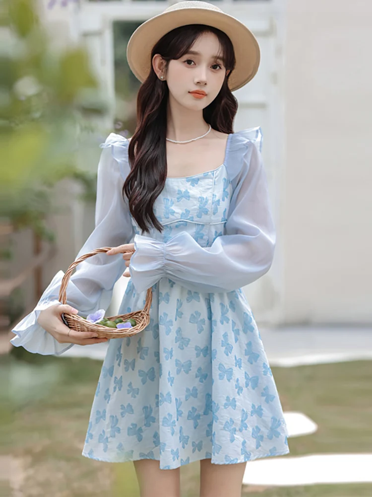 Женское короткое жаккардовое платье Элегантное повседневное шифоновое с