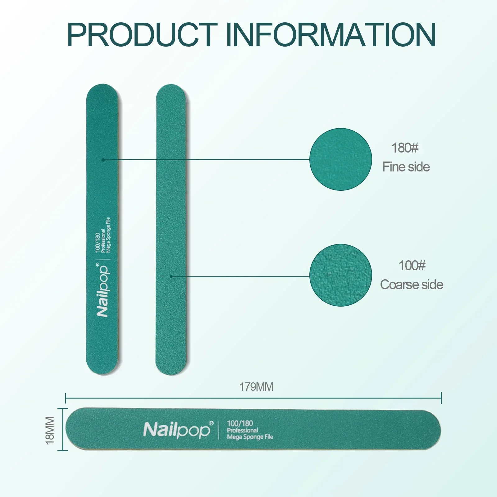 Nailpop 10 Шт. Набор Профессиональных Пилочек Для Ногтей Зернистость 100/180 Грубый