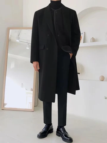 Mauroicardi чёрное шерстяное пальто для мужчин