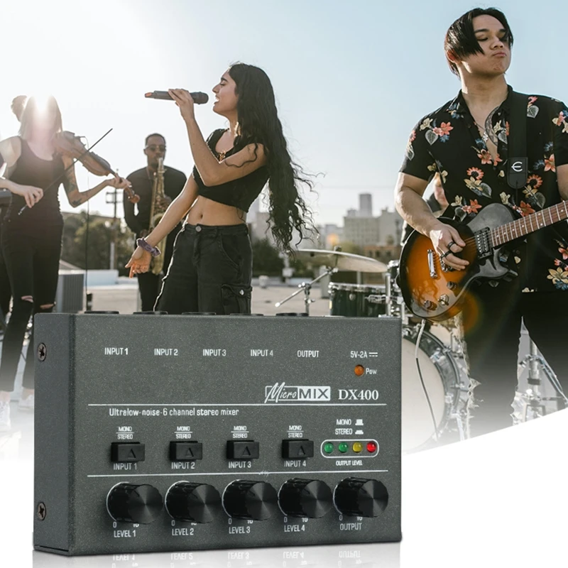 

DX400 Mixer for Keyboards,Mixer,Musical Instruments Portable Sound Mixer for Small Club or Bar USB Powered E8BE E8BE