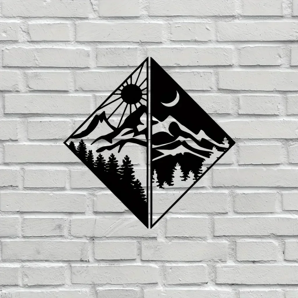 Фото Металлический утюгSun Moon Mountain Art Настенный декор Металлическое настенное украшение, интерьерный декор Открытый домашний декор Современное искусство Настенный декор №1
