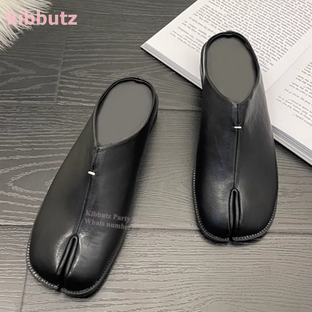 

Tabi Split Toe Pump Slipper Genuine Leather Flat With British Style Slip-On Pig Feet A Footstool Mueller Women Shoe 2023 Newest