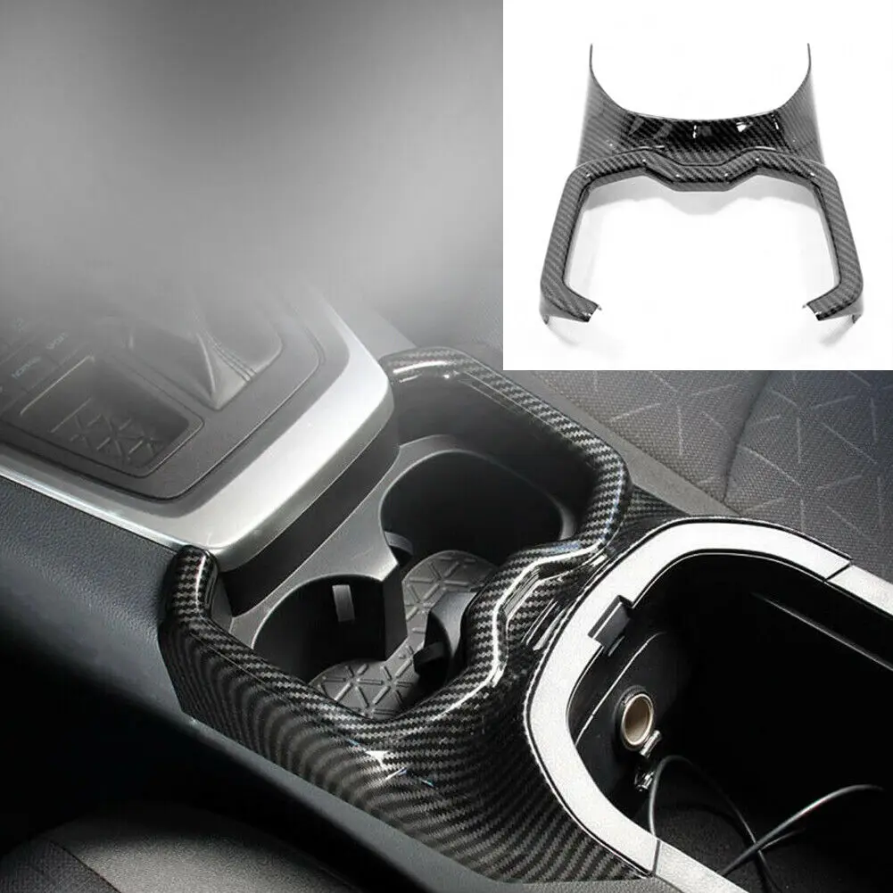 

FOR Toyota RAV4 2019-2021 ABS Carbon Fiber Central Console Water Cup Cover Trim