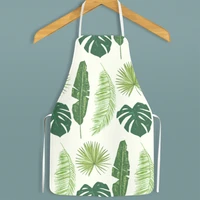 green leaves botany floral printed apron waterproof oil proof for femme men wipeable household tablier cuisine baking accessory