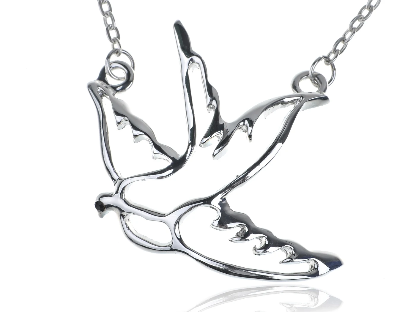 

Womens Fashion Silvery Tone Flying Swallow Nature Bird Pendant Necklace