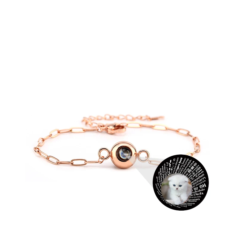 Personalized Photo Projection Bracelets Custom Colourful PictureTitanium Steel Link Chain Bracelets for Men Women Couple Jewelry