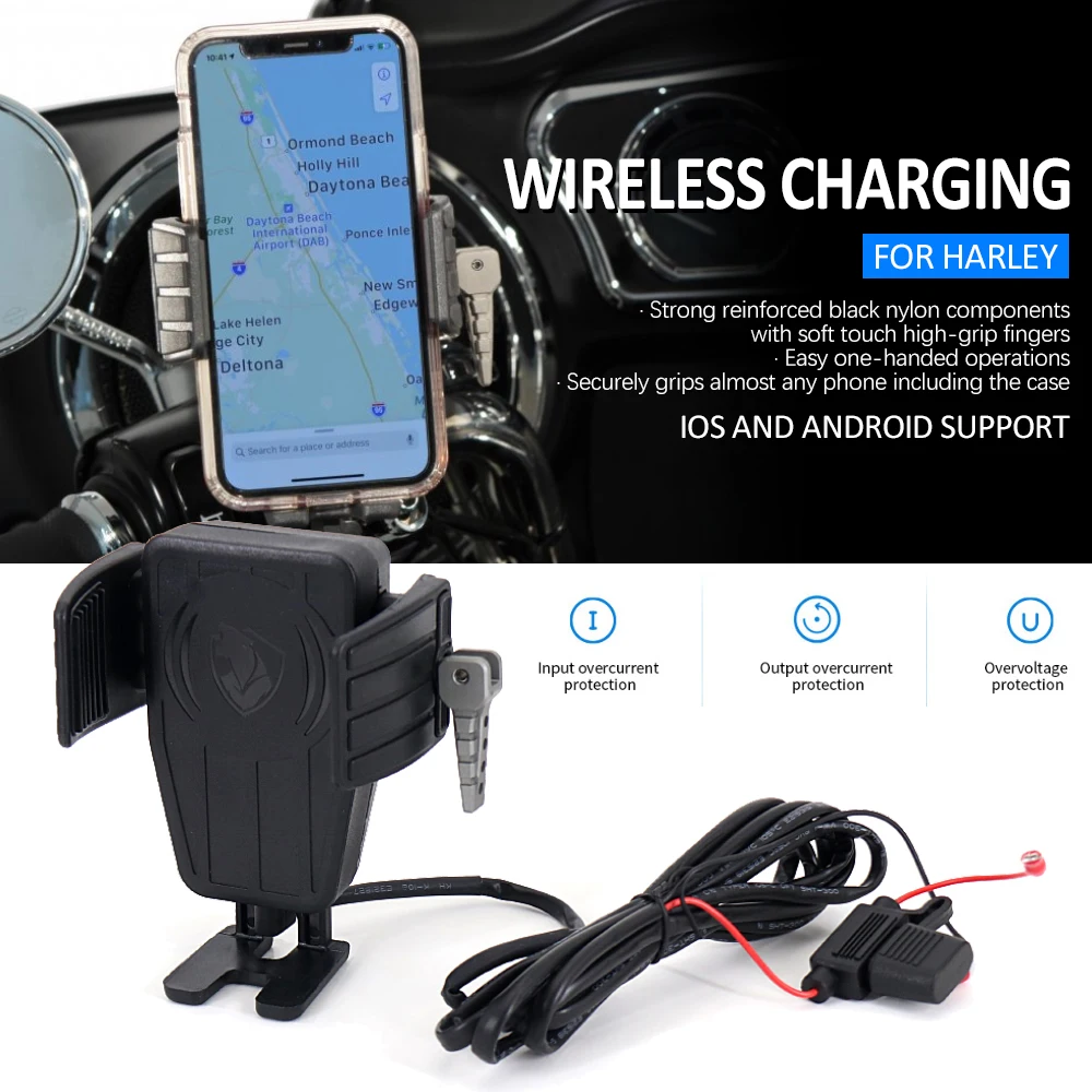 Otilli Waterproof 15W Motorcycle Accessories New Wireless Charger Phone Mount Fast Charge Phone Holder IOS and Android support