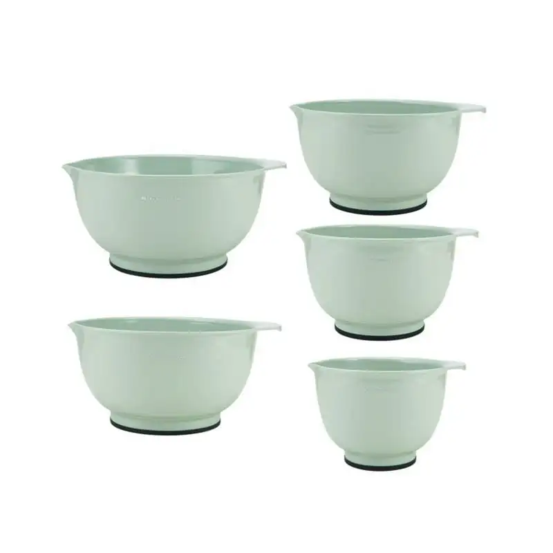 

of 5 Plastic Mixing Bowls in Pistachio with Rubber Bottom