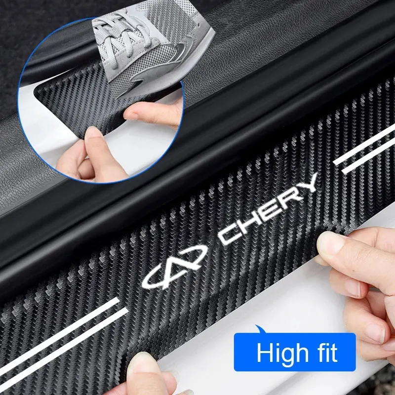 

3D Carbon Fiber Car Sticker DIY Paste Protector Strip Door Sill for Chery Fulwin T11 A1 A3 A5 TIGGO 5 3x MVM X22 DR3