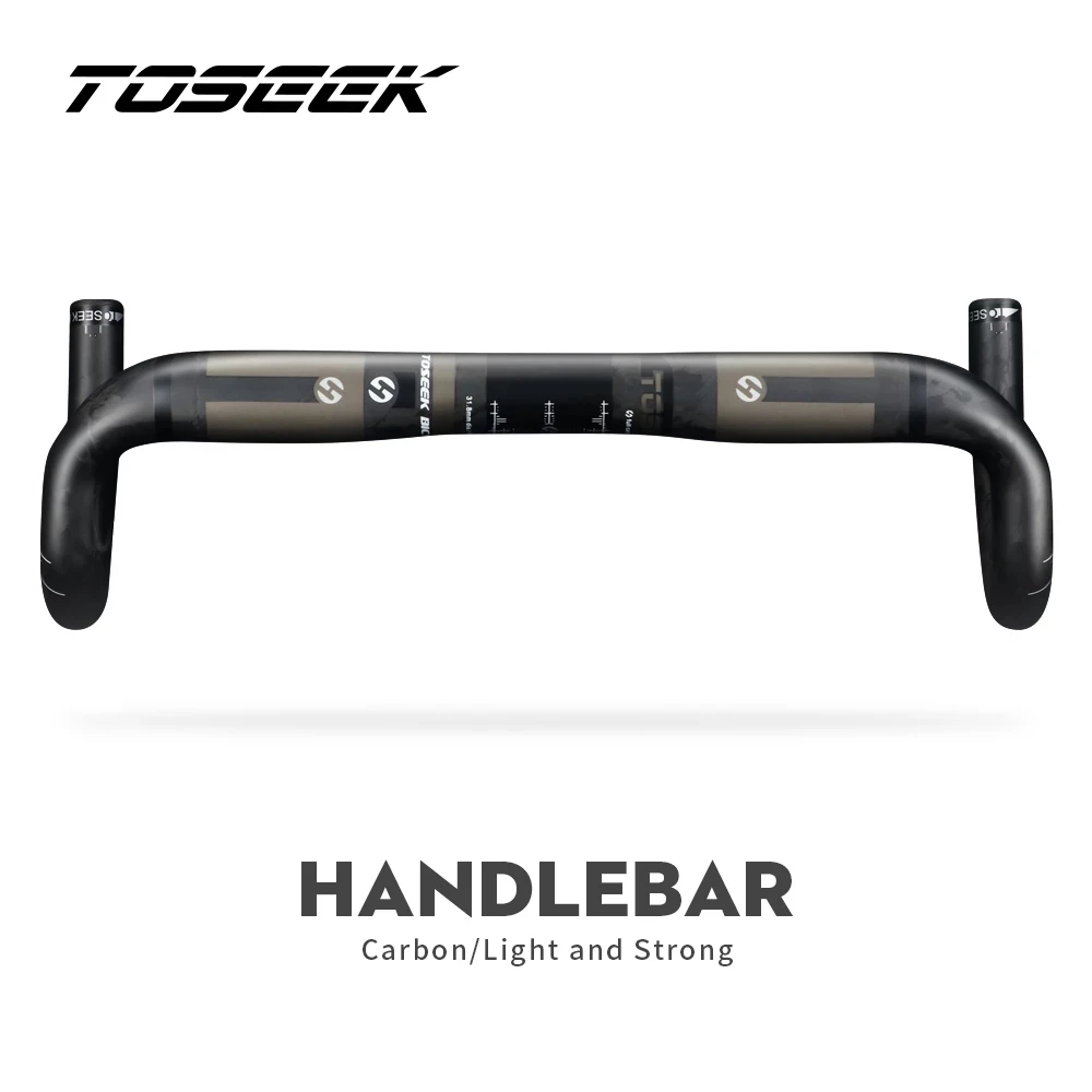 TOSEEK Carbon Bicycle Road Bike Handlebar Cycling Road Bent Bar Parts Width 380mm 400mm 420mm 440mm External Routing