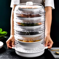 transparent and stackable food insulation cover refrigerator food vegetable cover dining table dust proof pan