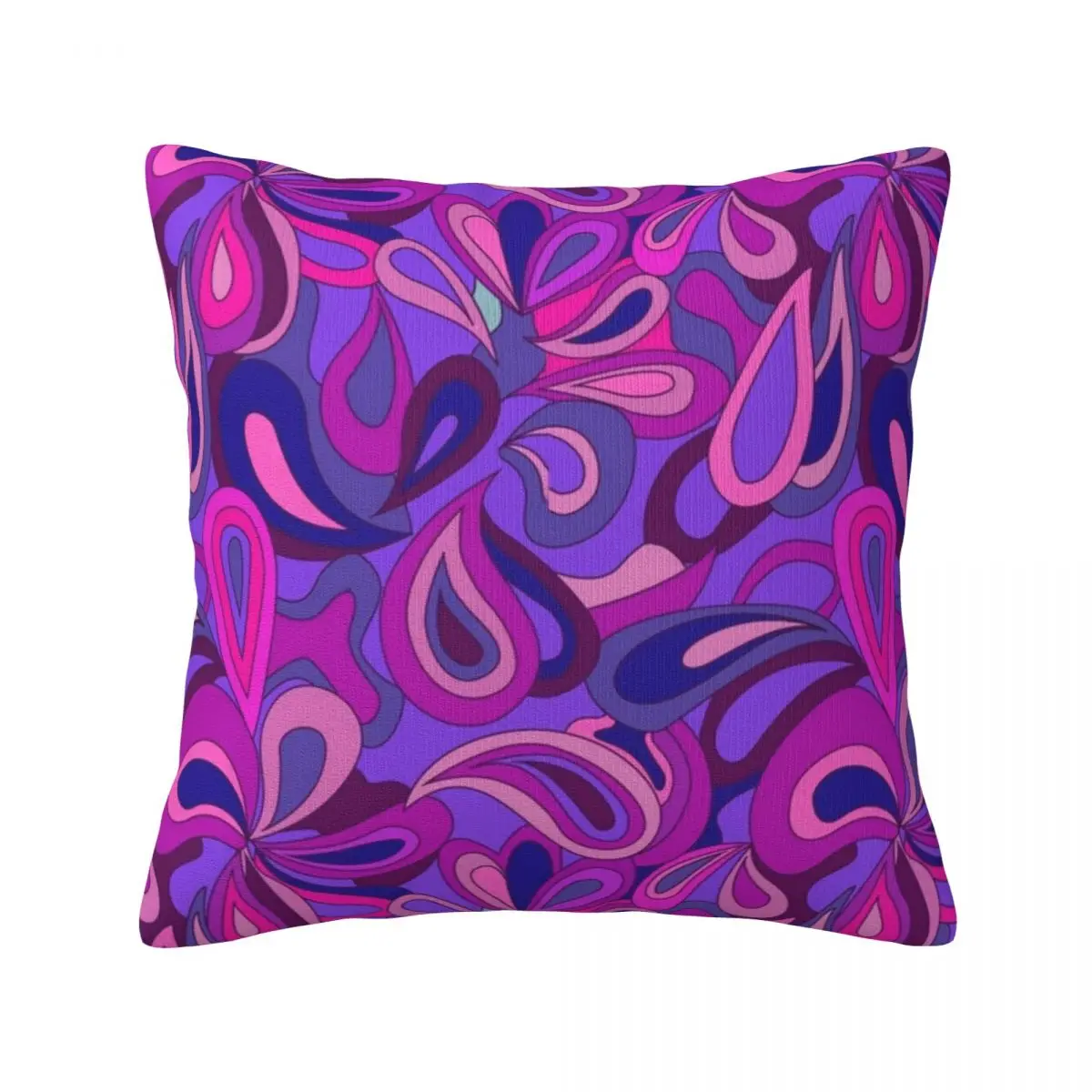 

Purple Paisley Print Pillow Case Psychedelic Hippie Polyester Hugging Pillowcase Zipper Spring Colored Cover